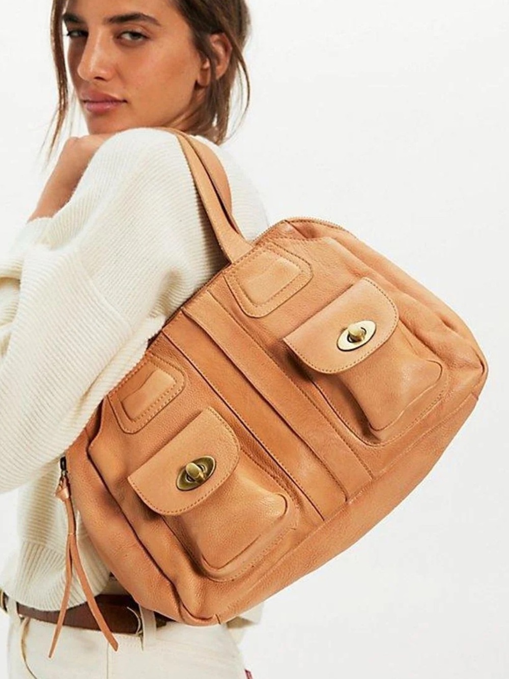 NWT FREE PEOPLE BILLIE BOWLER  LEATHER BAG